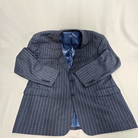 PIERRE NOIR Old Money Blue Gray Striped Classic Fit Blazer Jacket Size L50/44. - Picture 6 of 17
